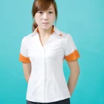 衬衫白色短袖女款橙色袖口撞色款