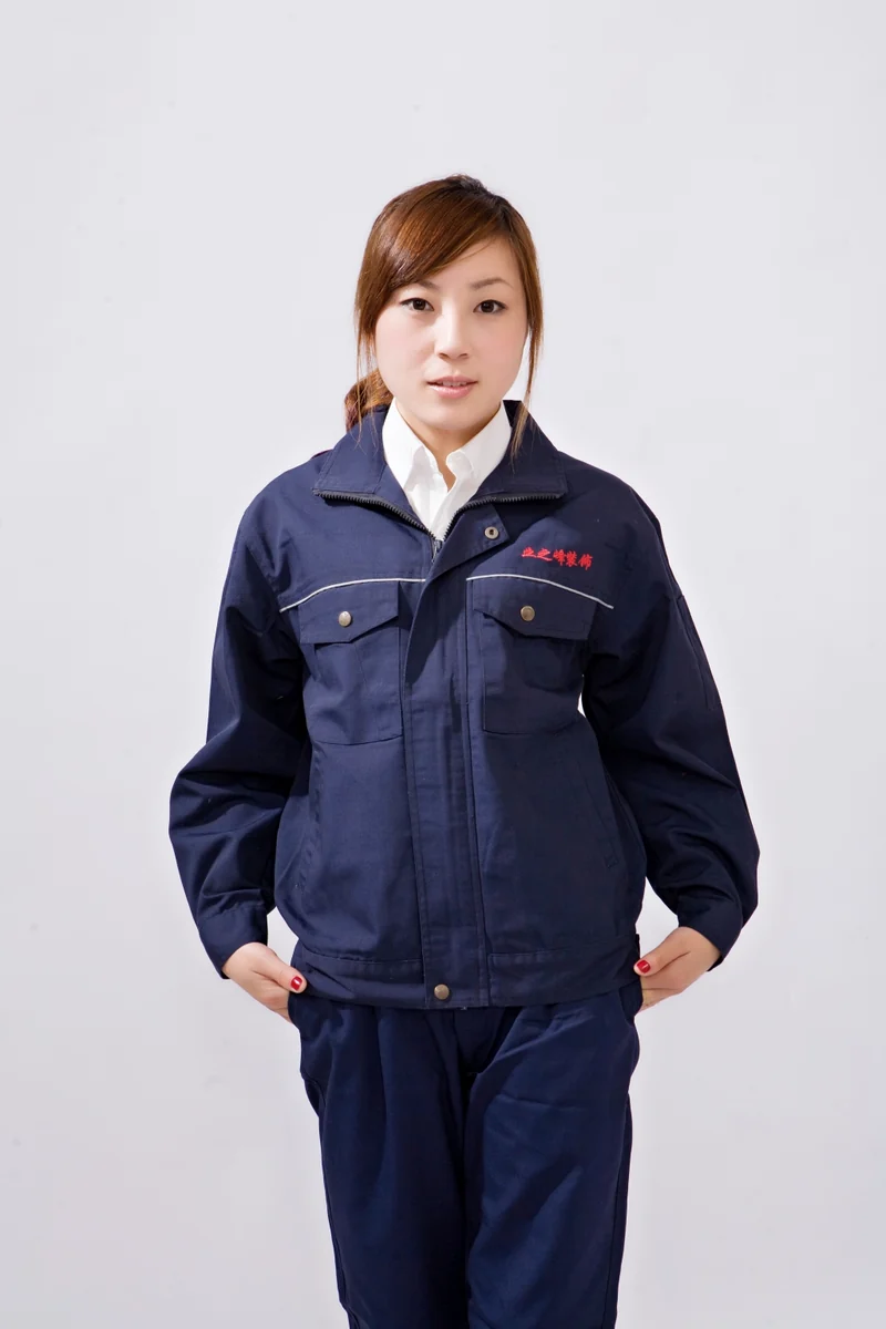 春秋翻领工作服P213上身实拍