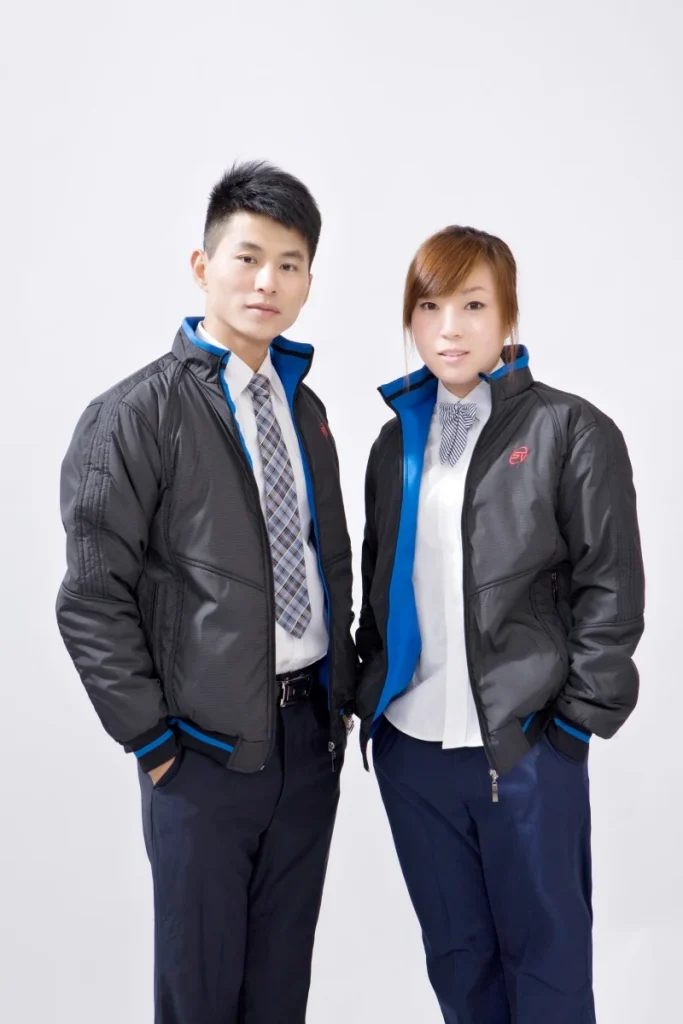 冬装立领拼色棉衣M301男女上身实拍