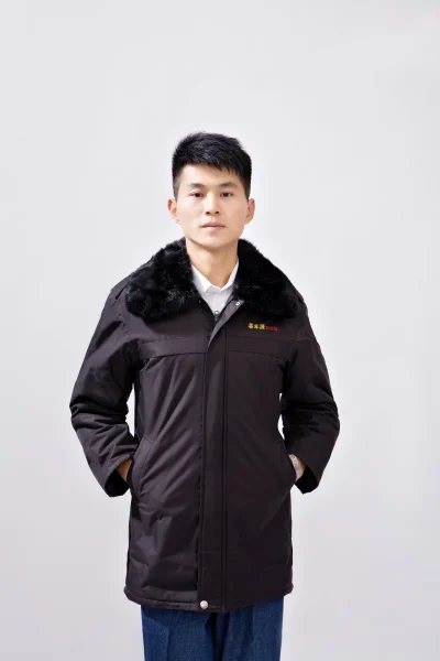冬装毛领长款棉衣M309上身实拍