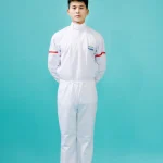 白色红杠防尘连体服